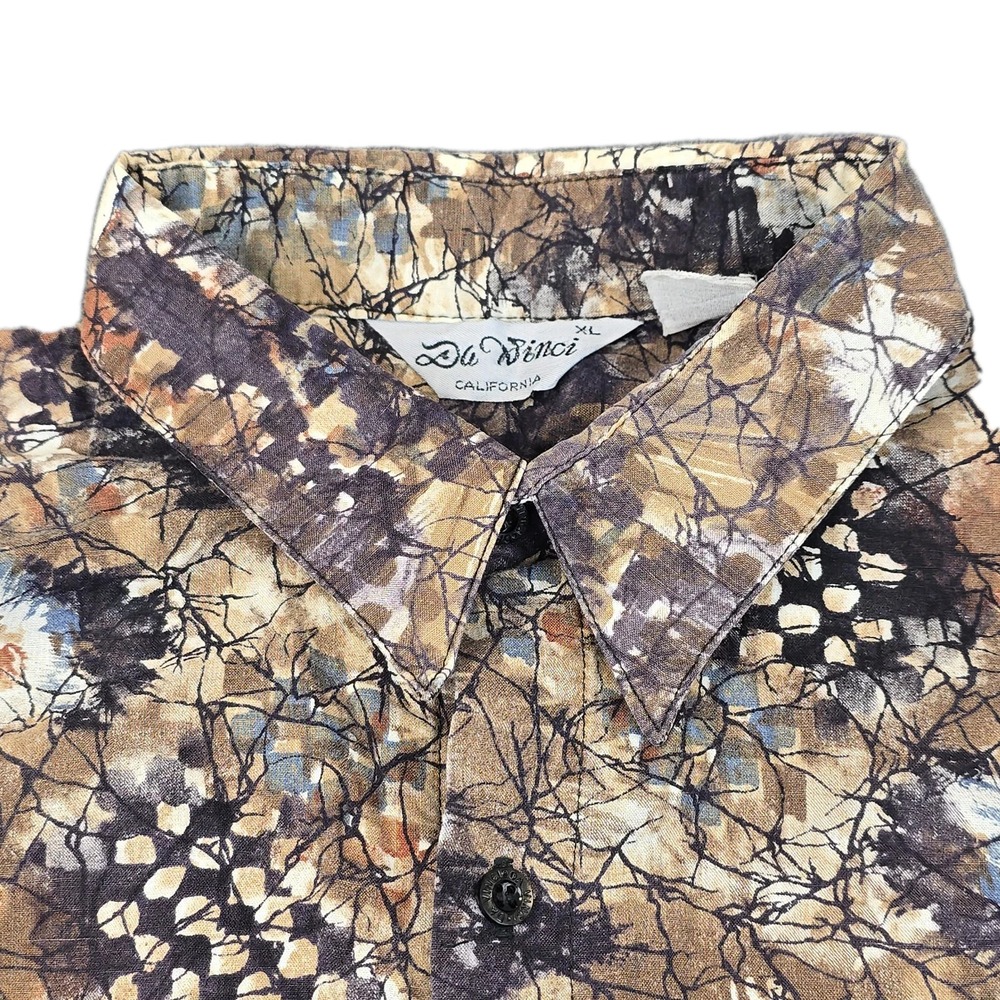 Vintage Da Vinci California Men's Abstract Print Button-Up Shirt Size‎ XL USA
